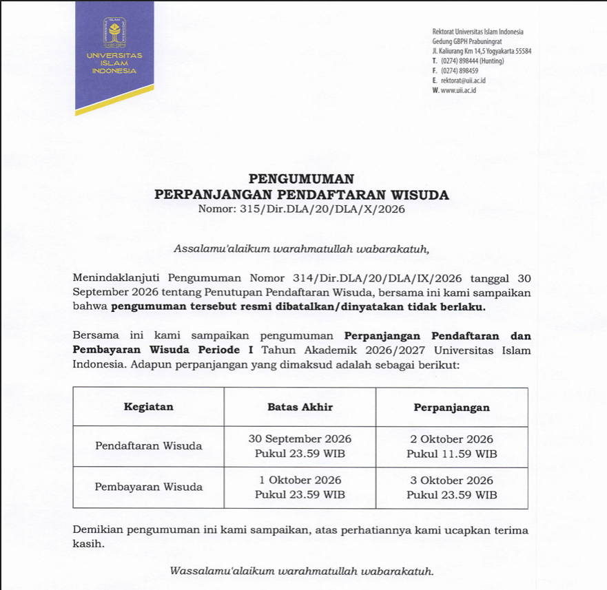 Perpanjangan Wisuda P1